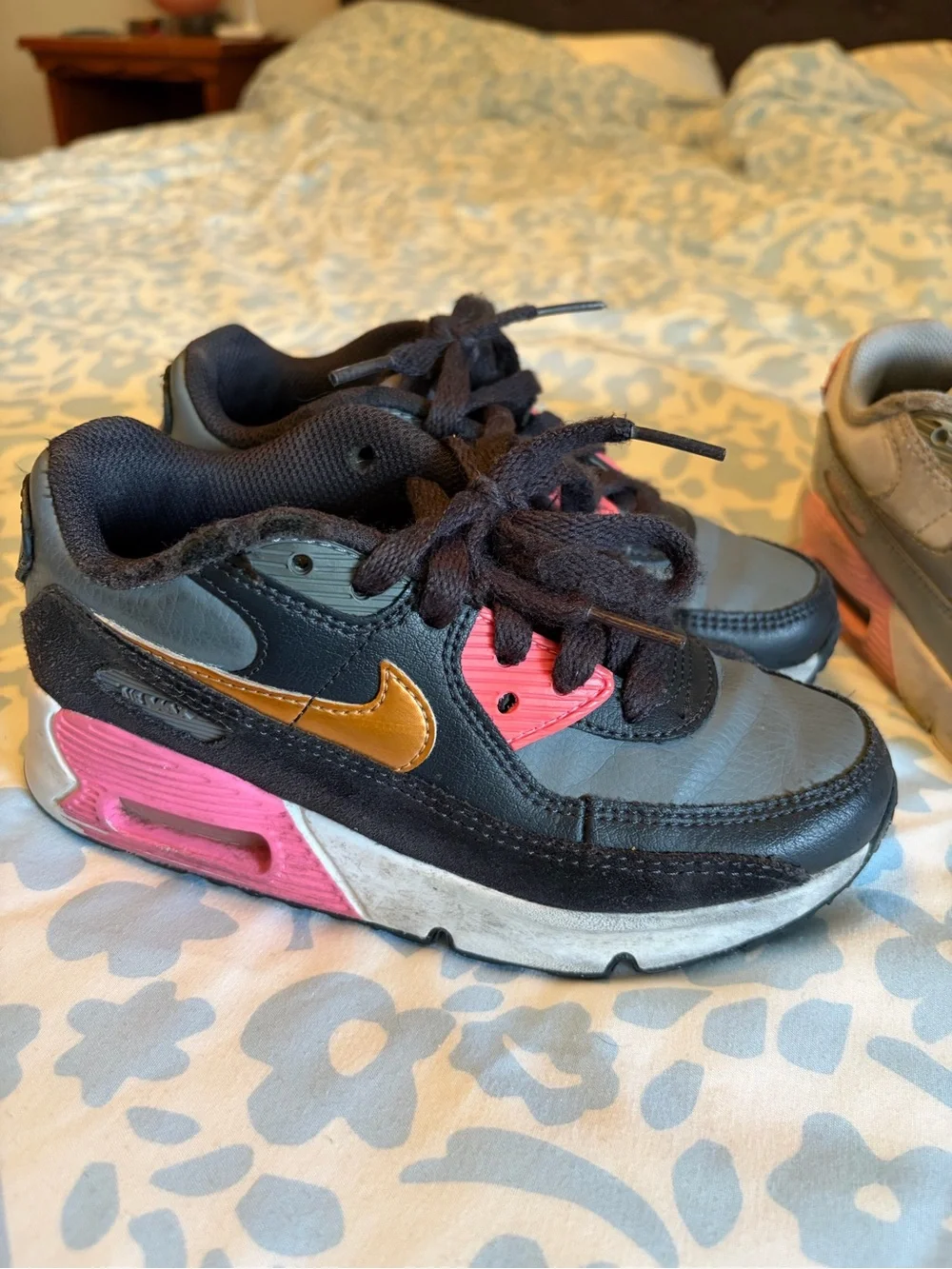 2 pair - Nike Kids' Air Max Style Sneakers — Gray, Pink & Gold
